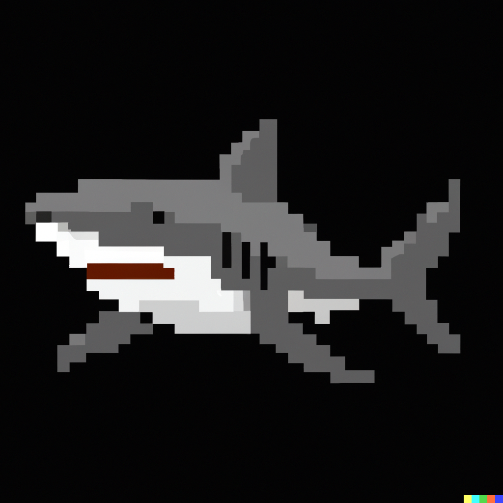 Shark, dark, high quality, 8-bit art